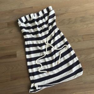 Saint Tropez navy and white strapless bathing suit cover-up